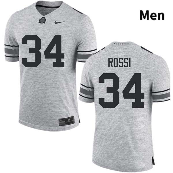 Ohio State Buckeyes Mitch Rossi Men's #34 Gray Authentic Stitched College Football Jersey